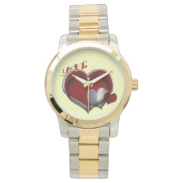 Unisex Heart Magic Oversized Two Tone Watch Armbandsur