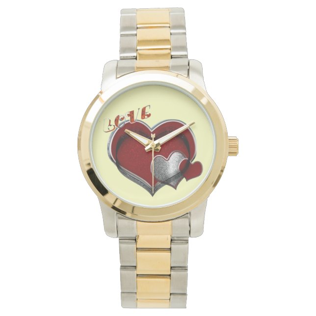 Unisex Heart Magic Oversized Two Tone Watch Armbandsur (Framsida)