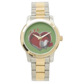 Unisex Heart Magic Oversized Two Tone Watch Armbandsur