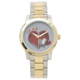 Unisex Heart Magic Oversized Two Tone Watch Armbandsur