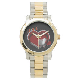 Unisex Heart Magic Oversized Two Tone Watch Armbandsur