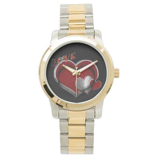 Unisex Heart Magic Oversized Two Tone Watch Armbandsur (Framsida)