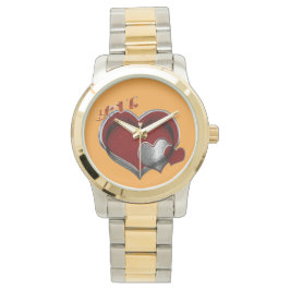 Unisex Heart Magic Oversized Two Tone Watch Armbandsur
