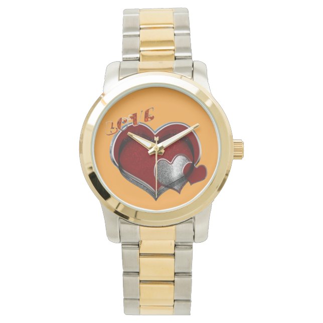 Unisex Heart Magic Oversized Two Tone Watch Armbandsur (Framsida)