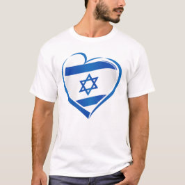 UNISEX, Israels flagga hjärtkonstruktion T Shirt