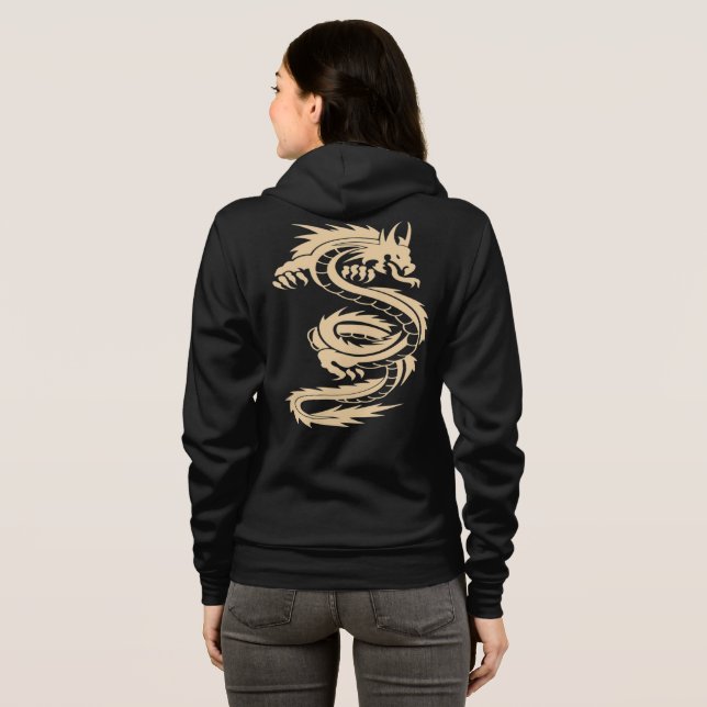 Unisex Japansk Dragon Hoodie | Släppt Vintage T Shirt (Hel baksida)
