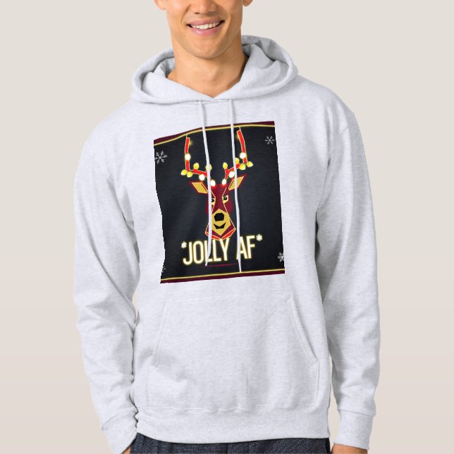 Unisex Jolly AF jul Hoodie - Neon Reindeer (Framsida)
