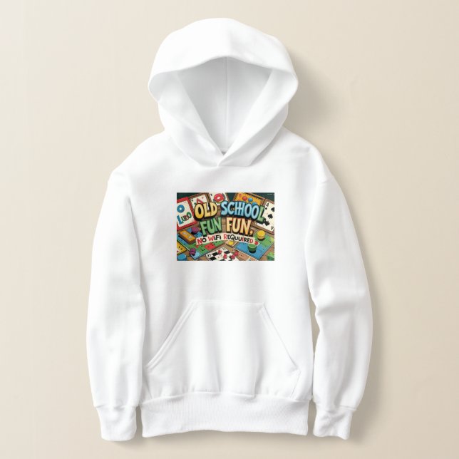 Unisex Kids Hoodie- Retro Nostalgia Hoodie. T Shirt (Laydown)