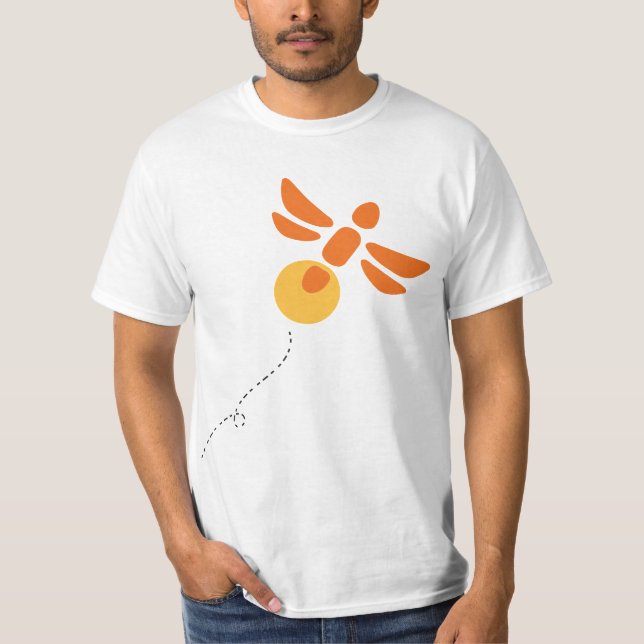 (Unisex) Lågpassad grått t-shirt med orange kryp  (Framsida)