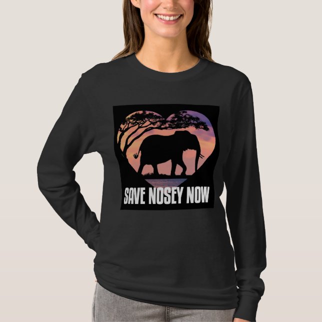 Unisex Långlivad Spara Nosey Now Shirt T Shirt (Framsida)