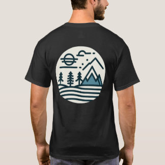 Unisex Ligcape Mountain River Träd Circle Logotyp T Shirt