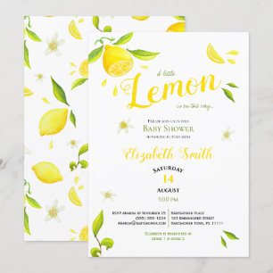 Unisex lilla citron på babyduschen inbjudningar