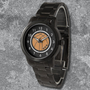 Unisex Monogram Basketball Watch Black Bracelet Armbandsur