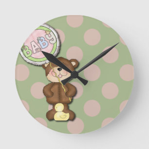 Unisex Nalle Nursery Bedroom Rund Klocka