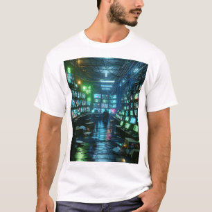 Unisex Neon Grönt Hacker's Lair - Cyberpunk Urban T Shirt