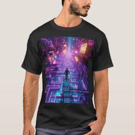 Unisex Neon Lila Urban Maze - Dystopian City T Shirt