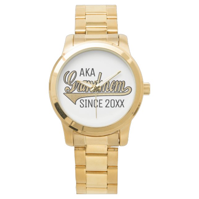 Unisex Oversized Guld Bracelet Watch Grandmamma Armbandsur (Framsida)