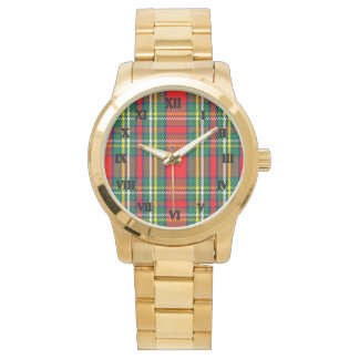 Unisex Oversized Scottish Play Tartan Guld Watch Armbandsur