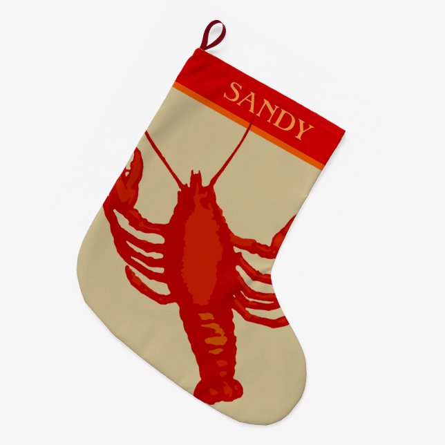 Unisex Red Lobster Crustacean Personlig Stor Julstrumpa (Framsidan (Hängande))