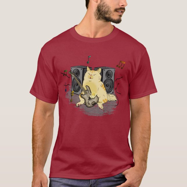 Unisex Rock n Roll Kitty T-Shirt (Framsida)