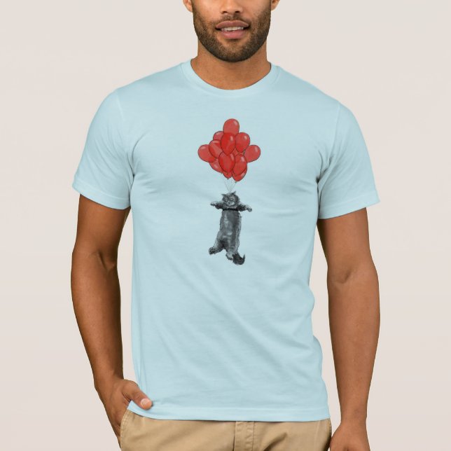 Unisex- röda ballonger på t shirt (Framsida)