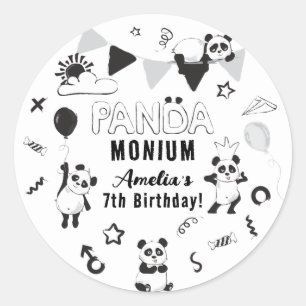 Unisex Rolig Panda-Monium Barnkalas Runt Klistermärke