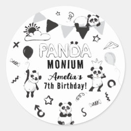 Unisex Roligt Panda-Monium Barns födelsedag Party Runt Klistermärke