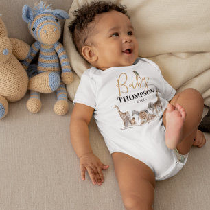 Unisex Safari Animal Baby Meddelande T Shirt