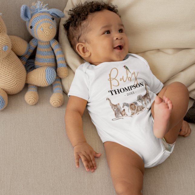 Unisex Safari Animal Baby Meddelande T Shirt (Skapare uppladdad)