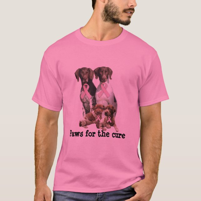 Unisex- skjorta för tysk Shorthaired bröstcancer Tee Shirt (Framsida)