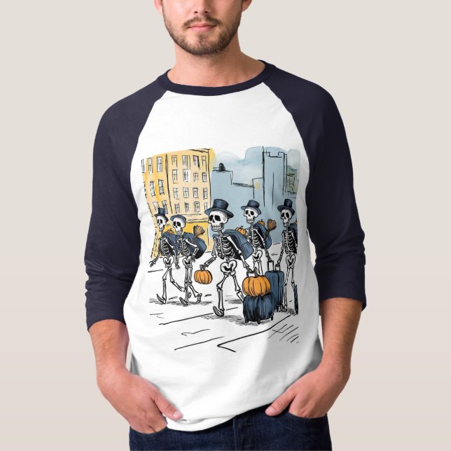 Unisex T-Shirt för Halloween Skeleton Apparel (Framsida)