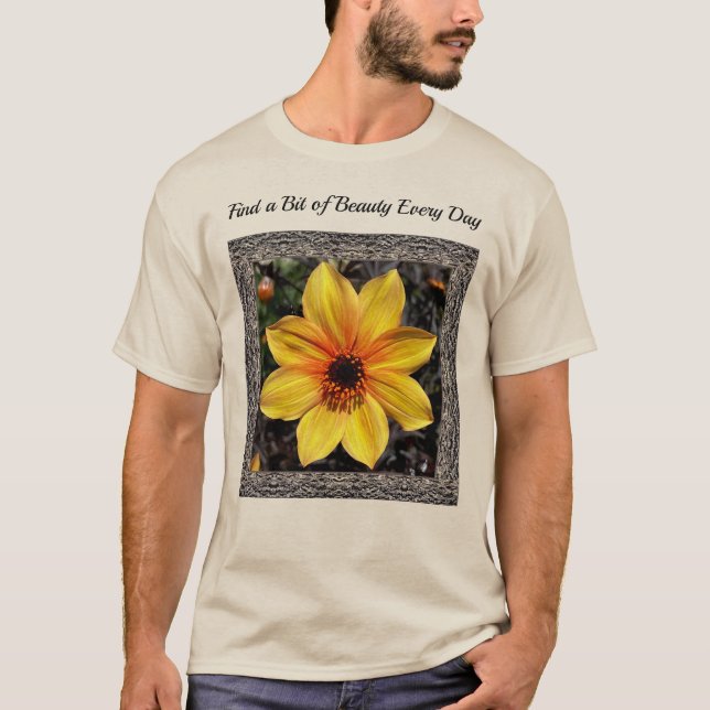 Unisex T-shirt med Cheerful Gult Dahlia (Framsida)