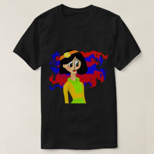 Unisex T-Shirt med färgfull Retro Girl Art