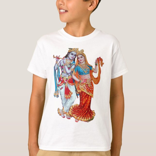 Unisex T-shirt, Radha Krishna-tryckt T-shirt (Framsida)