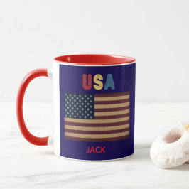 Unisex USA American Flag Retro Vibe Mugg