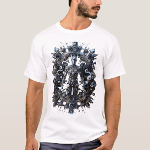 Unisex White Futuristiska AI Symphony T-Shirt