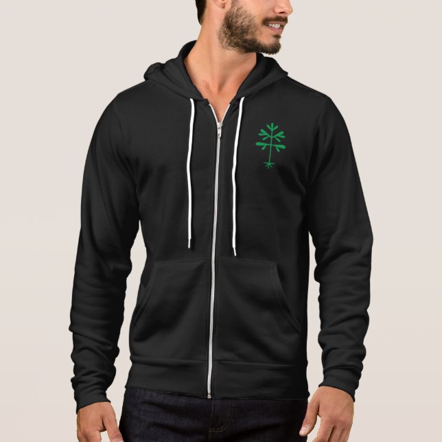 Unisex Zip-up Hoodie med Solid Grönt Sapling T Shirt (Framsida)