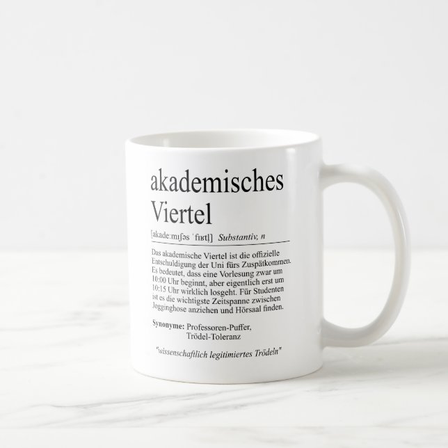 Unispruch "akademisches Viertel" Studenten Kaffemugg (Höger)
