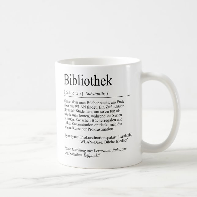Unispruch "Bibliothek" Geschenk, Studenten Kaffemugg (Höger)