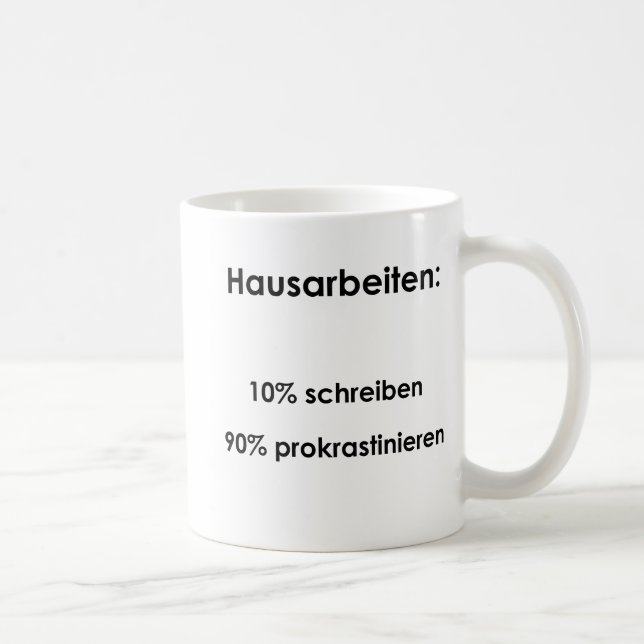 Unispruch "Hausarbeiten" Geschenk, Studenten Kaffemugg (Höger)