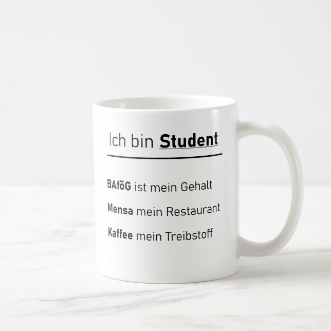 Unispruch "Ich bin Student" Geschenk, Studenten Kaffemugg (Höger)