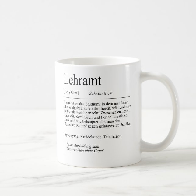 Unispruch "Lehramt" Geschenk, Studenten Kaffemugg (Höger)