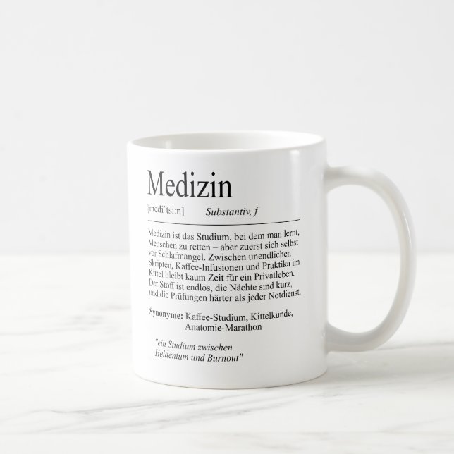 Unispruch "Medizin" Geschenk, Studenten Kaffemugg (Höger)