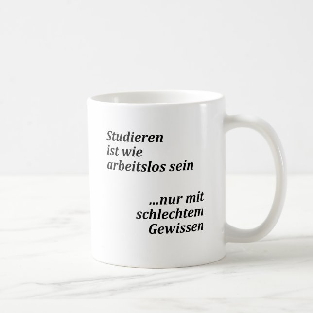 Unispruch "mit schlechtem Gewissen"  Studenten Kaffemugg (Höger)