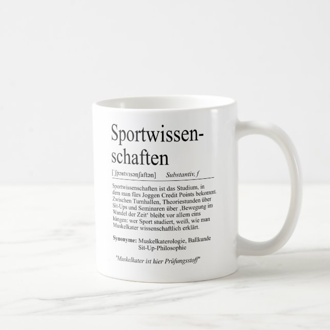Unispruch "Sportwissenschaften" Studenten Kaffemugg (Höger)