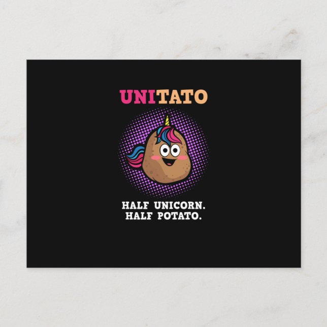 Unitato halv Unicorn halv potato funny Vegetable Vykort (Framsida)