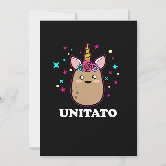 Unitato Unicorn Potato Cute Funny Vegetable Fries Inbjudningar (Framsida)