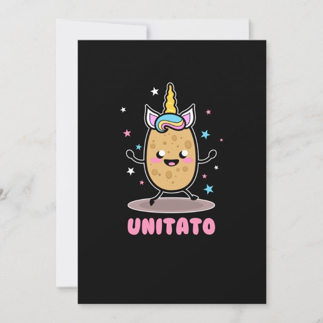 Unitato Unicorn Potato Cute Funny Vegetable Fries Inbjudningar (Framsida)