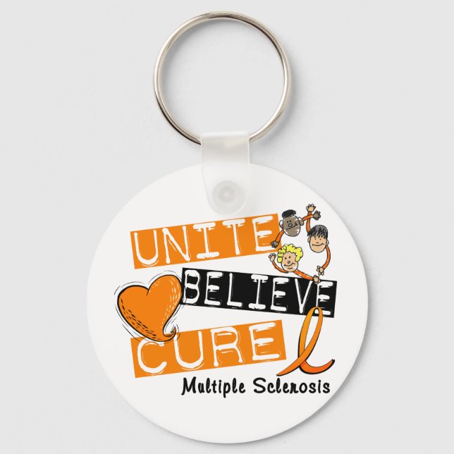 UNITE BELIEVE CURE Många Sclerosis Nyckelring (Framsida)