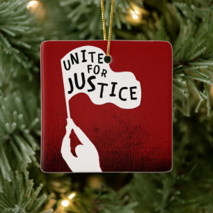 Unite for Justice! Protest Slogan Banner Julgransprydnad Keramik